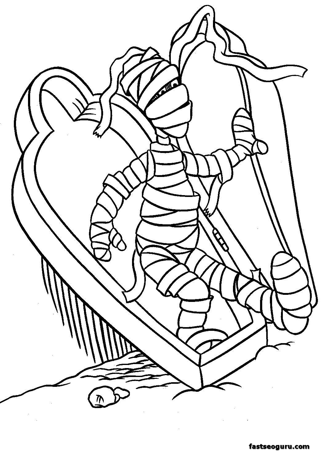 free printable halloween mummy coloring page online
